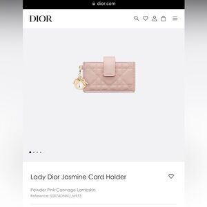 💯% AUTHENTIC DIOR LADY DIOR JASMINE CARD HOLDER IN POWDER PINK LAMBSKIN NWT